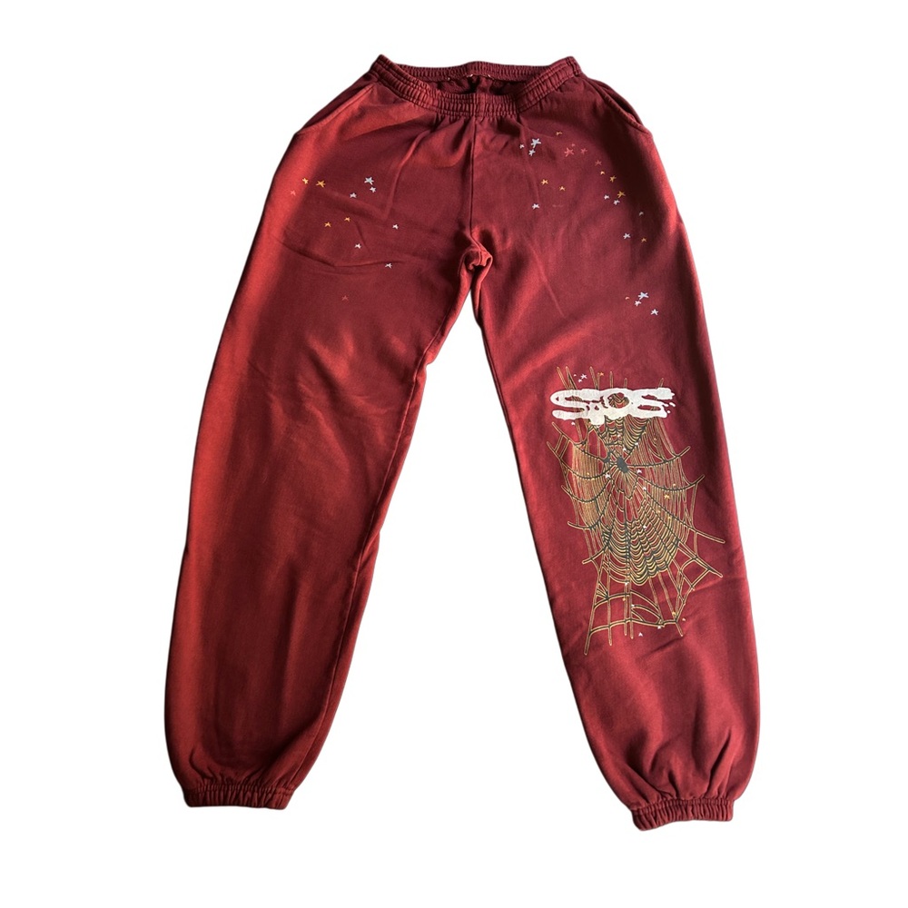Sp5der Maroon SweatPants Men’s Medium